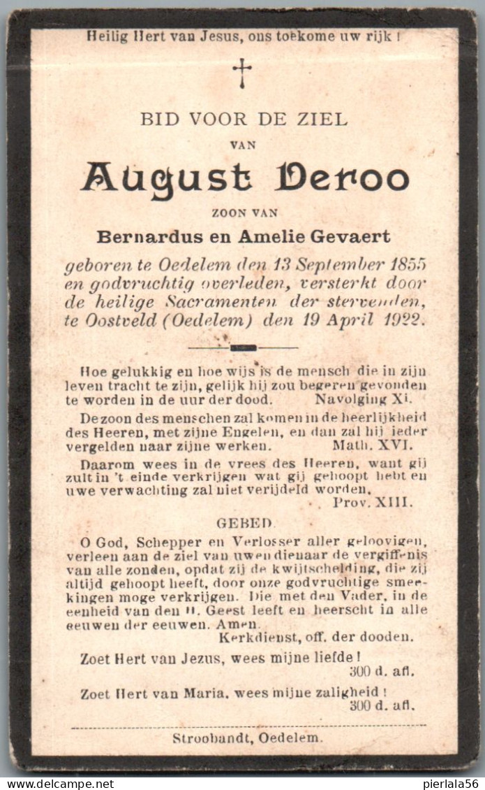Bidprentje Oedelem - Deroo August (1855-1922) - Devotion Images