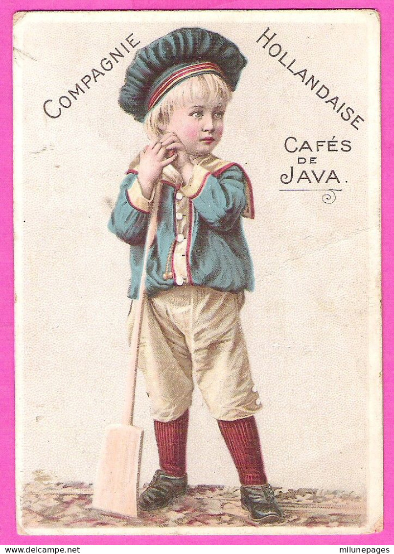 Grand Chromo De La Compagnie Hollandaise Des Cafés De Java Enfant Mitron Et Sa Pelle De Boulanger Ca. 1900 - Thee & Koffie