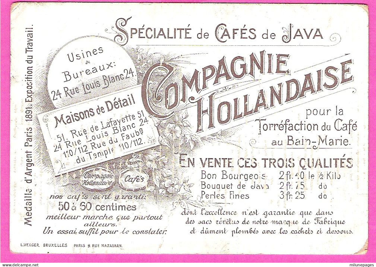 Grand Chromo De La Compagnie Hollandaise Des Cafés De Java Enfant Mitron Et Sa Pelle De Boulanger Ca. 1900 - Thé & Café