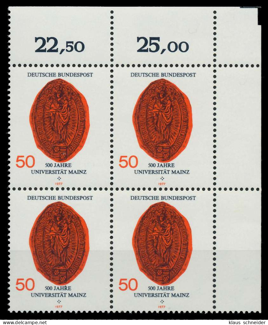 BRD 1977 Nr 938 Postfrisch VIERERBLOCK ECKE-ORE X803D32 - Unused Stamps
