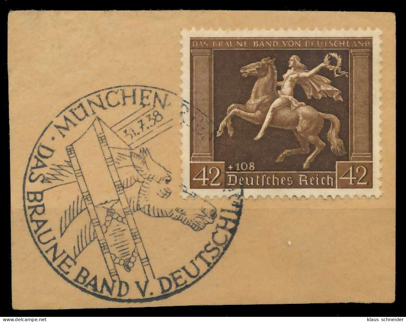 DEUTSCHES REICH 1938 Nr 671y Zentrisch Gestempelt Briefstück X8B0186 - Gebruikt