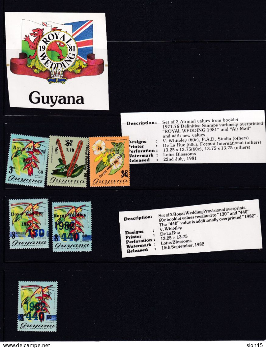 Guyana 1981-3 Royal Weddings Overprints See Description MNH 16141 - Koniklijke Families