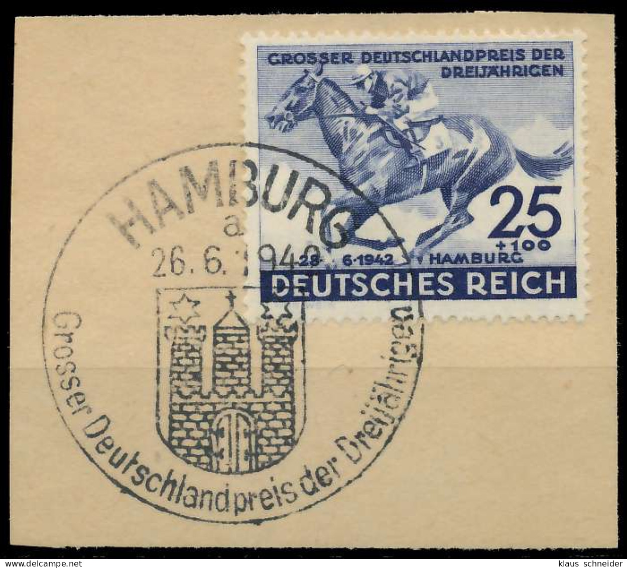 DEUTSCHES REICH 1942 Nr 814 Zentrisch Gestempelt Briefstück X8B0242 - Gebruikt