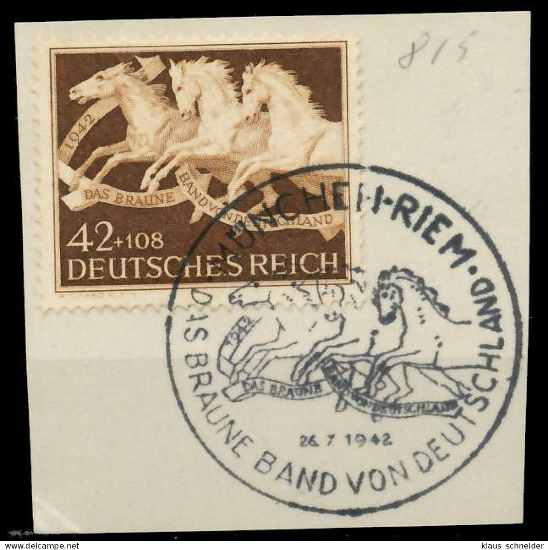 DEUTSCHES REICH 1942 Nr 815 Zentrisch Gestempelt Briefstück X8B5212 - Gebruikt