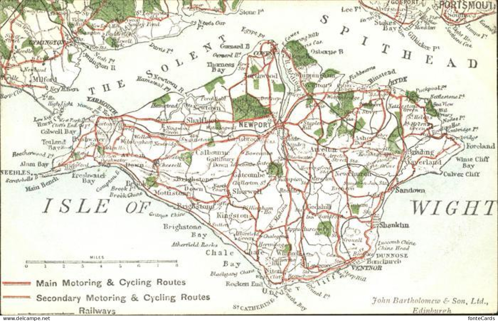 11777549 Isle Of Wight UK Map Main Motoring And Cycling Routes  - Otros & Sin Clasificación