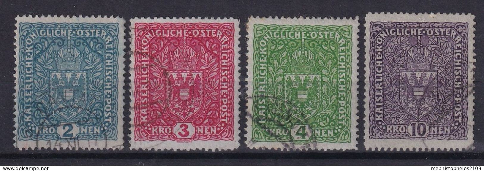 AUSTRIA 1917 - Canceled - ANK 204z I - 207z I - Used Stamps