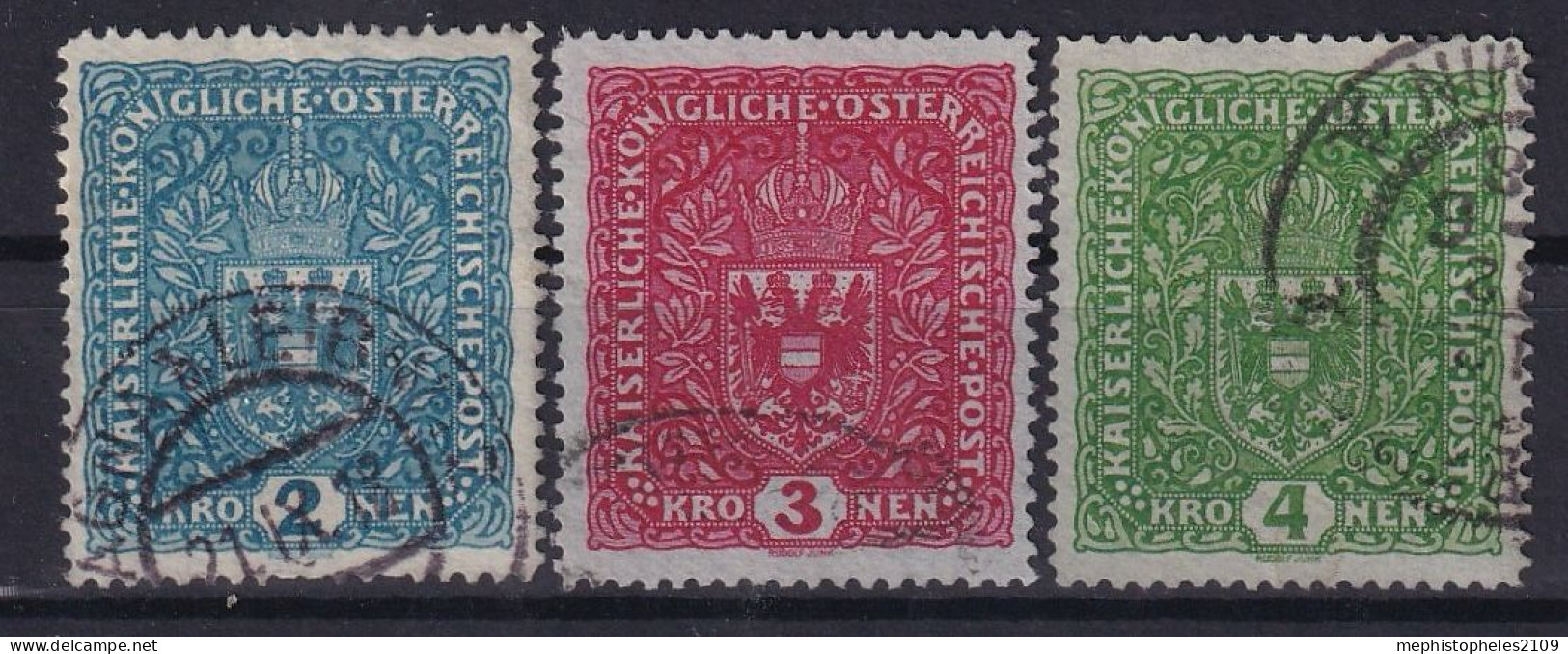AUSTRIA 1917 - Canceled - ANK 204z II - 207z II - Used Stamps