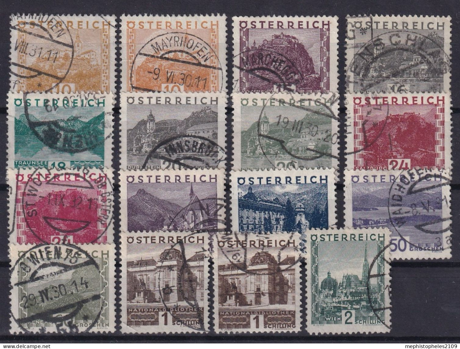 AUSTRIA 1929/30 - Canceled - ANK 498-511 - Oblitérés