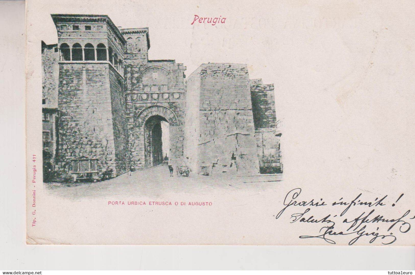 PERUGIA  PORTA URBICA ETRUSCA O DI AUGUSTO  VG  1901 - Perugia