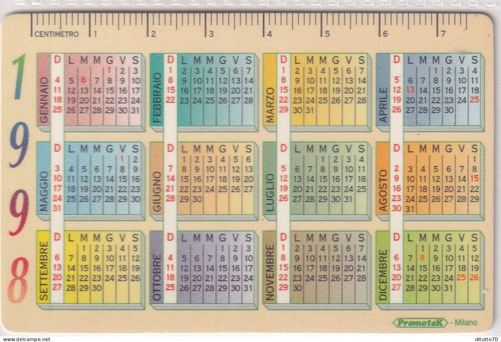 Calendarietto - Protek - Milano - Anno 1998 - Petit Format : 1991-00