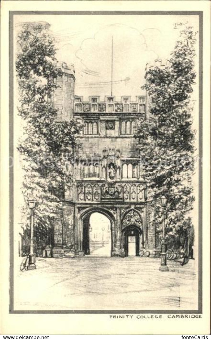 11777382 Cambridge Cambridgeshire Trinity College Drawing Kuenstlerkarte Cambrid - Otros & Sin Clasificación