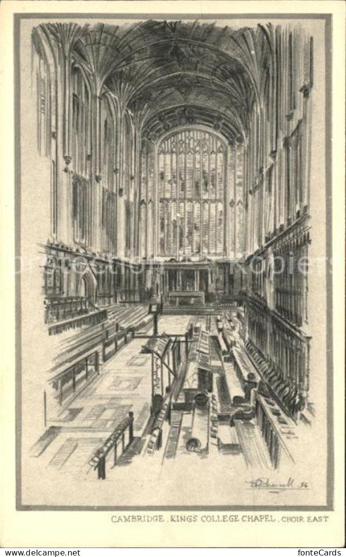 11777375 Cambridge Cambridgeshire King's College Chapel Choir Drawing Kuenstlerk - Andere & Zonder Classificatie