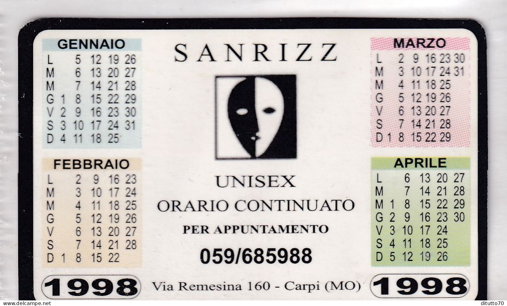 Calendarietto - Sanrizz - Unisex - Carpi - Modena - Anno 1998 - Kleinformat : 1991-00