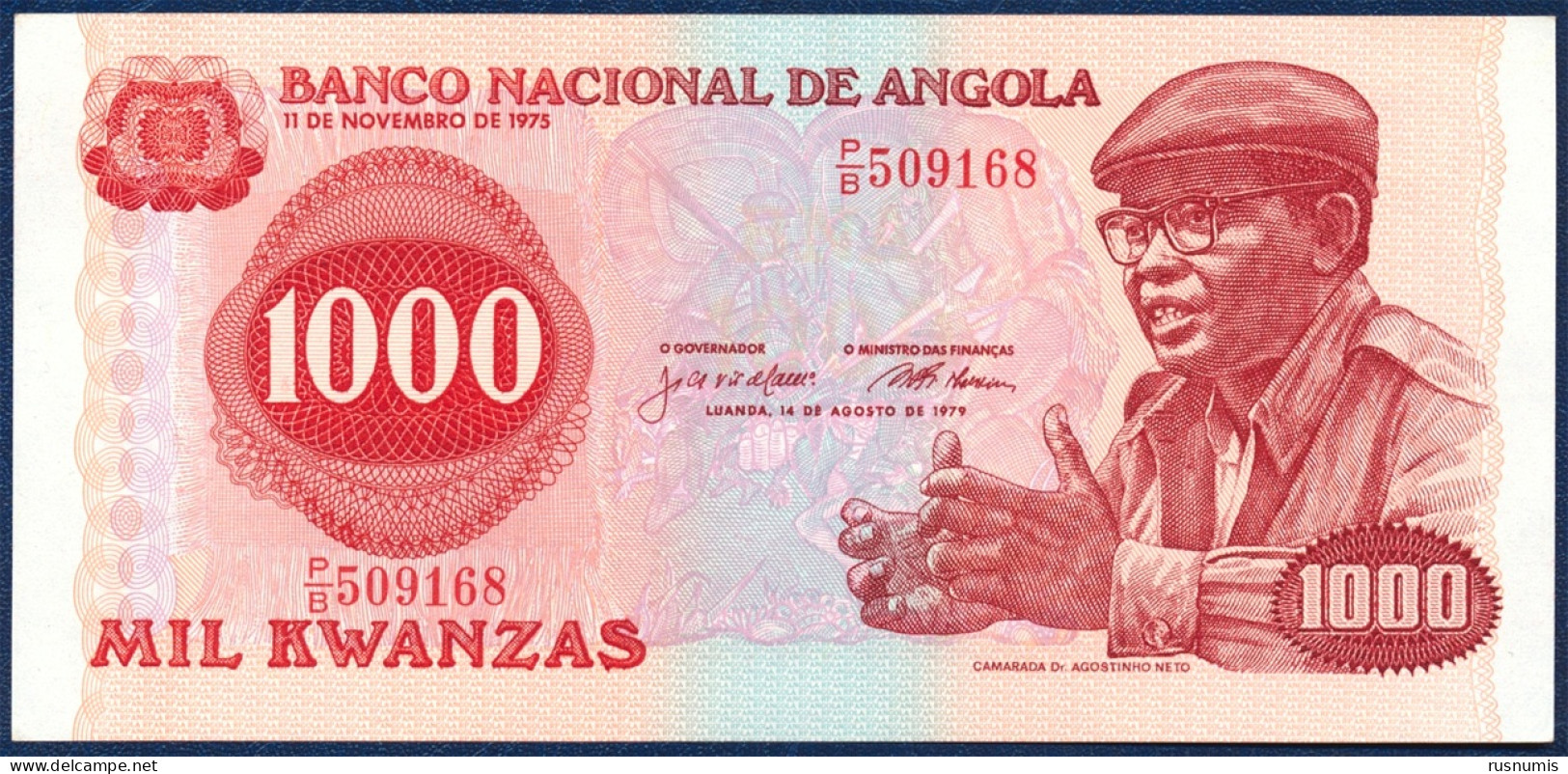 ANGOLA 1000 KWANZAS KWANZA P-117 Dr. Antуnio Agostinho Neto - Children School 1979 UNC - Angola