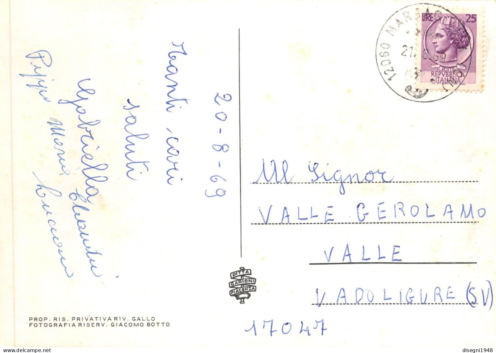 12803 "MARSAGLIA (CN) ALT. M. 607 S. M."  CART. ORIG. ILLUSTR. SPED. 1969 - Cuneo