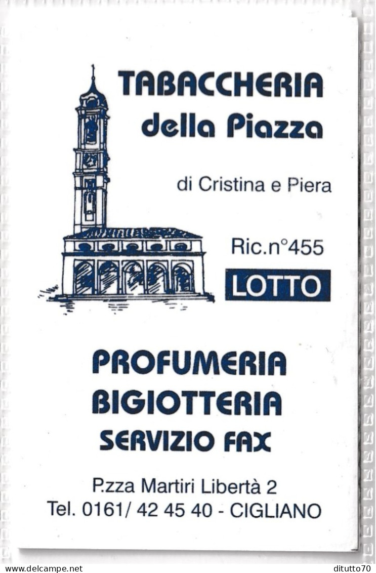 Calendarietto - Tabaccherria Della Piazza - Cigliano - Anno 1998 - Petit Format : 1991-00