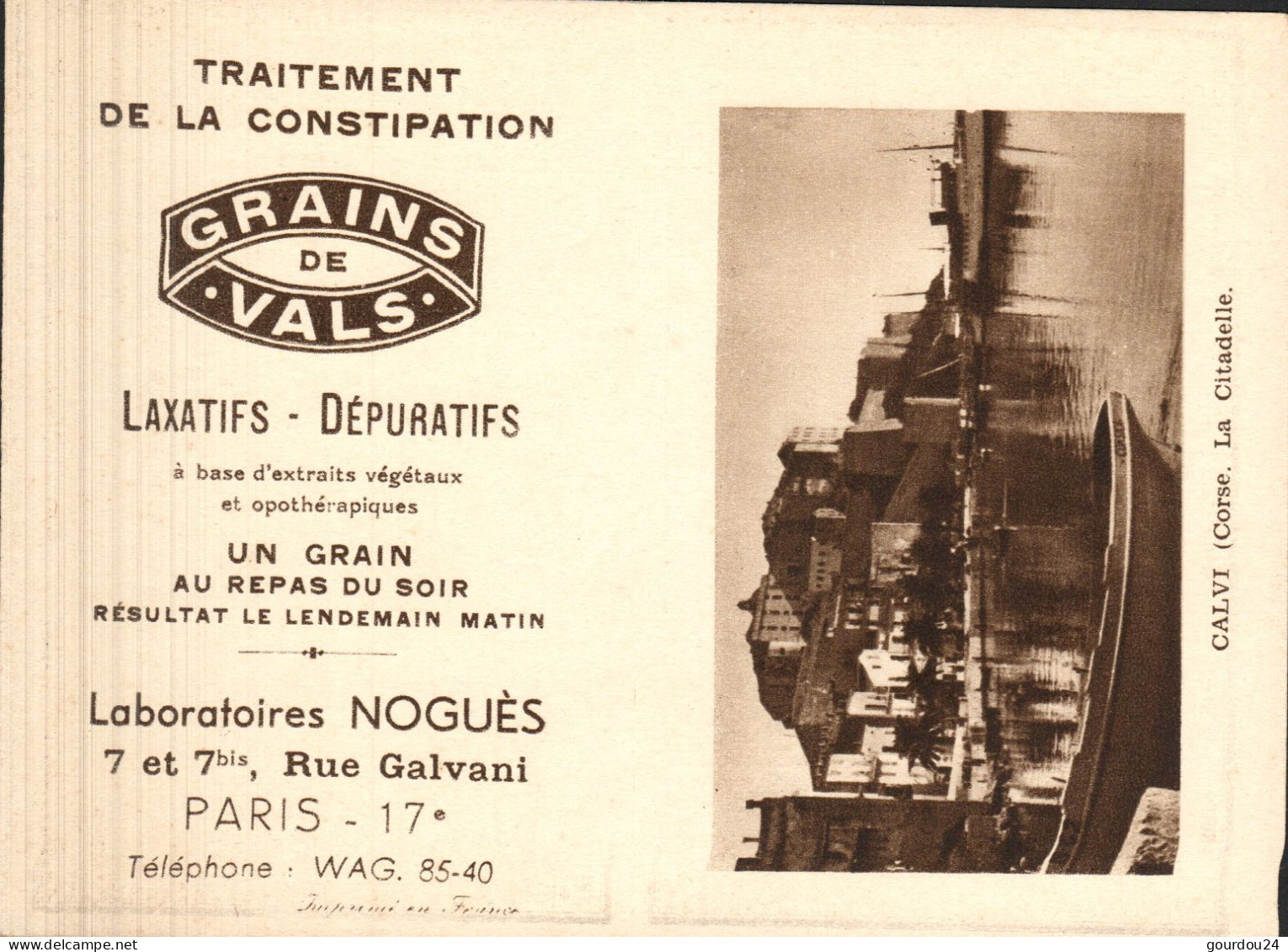 Pub Grains De VALS - Calvi (Corse) - 1941 - Klein Formaat: 1941-60