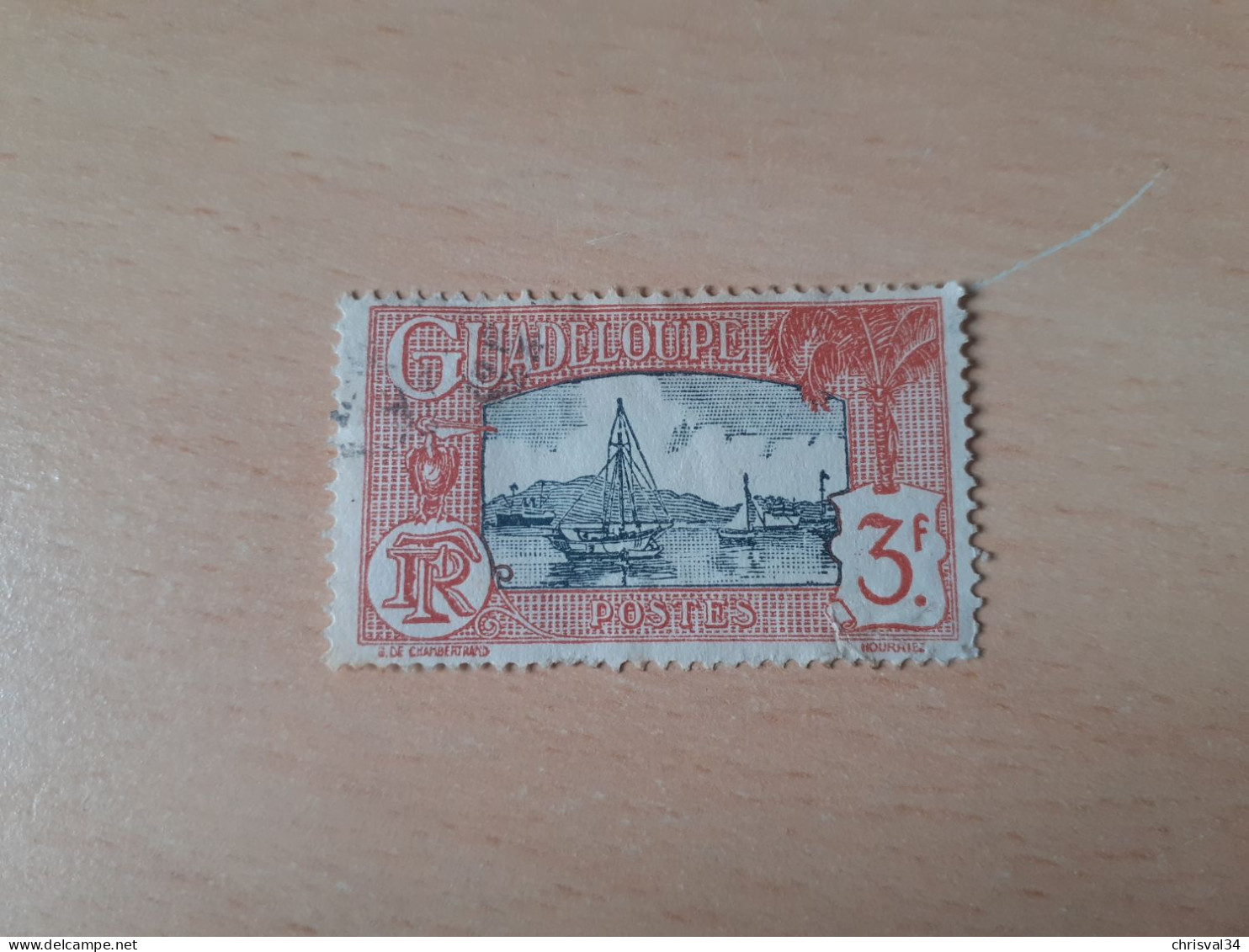 TIMBRE   GUADELOUPE       N  119     COTE  0,75   EUROS  OBLITERE - Usados