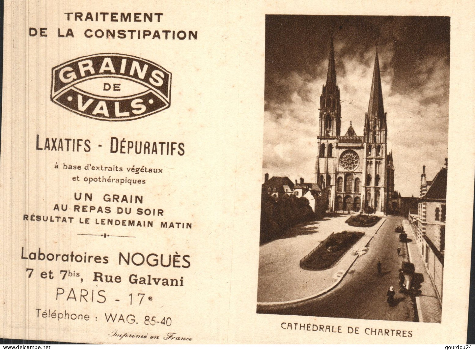 Pub Grains De VALS - Cathédrale De Chartres - 1941 - Tamaño Pequeño : 1941-60