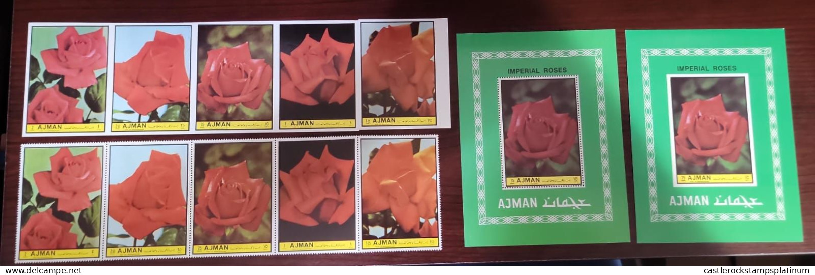 O) 1972 AJMAN, PERFORATE AND IMPERFORATE, FLOWERS - IMPERIAL ROSES, MNH - Ajman