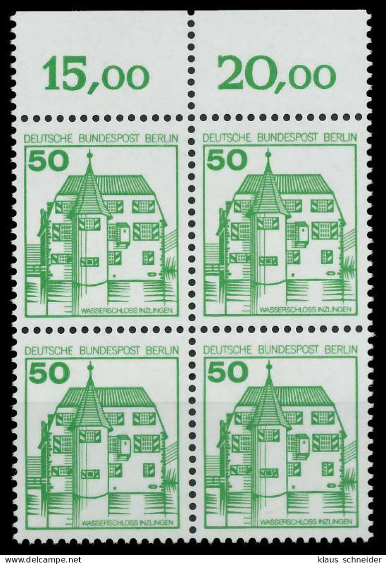 BERLIN DS BURGEN U. SCHLÖSSER Nr 615A Postfrisch VIERER X906BE2 - Nuevos