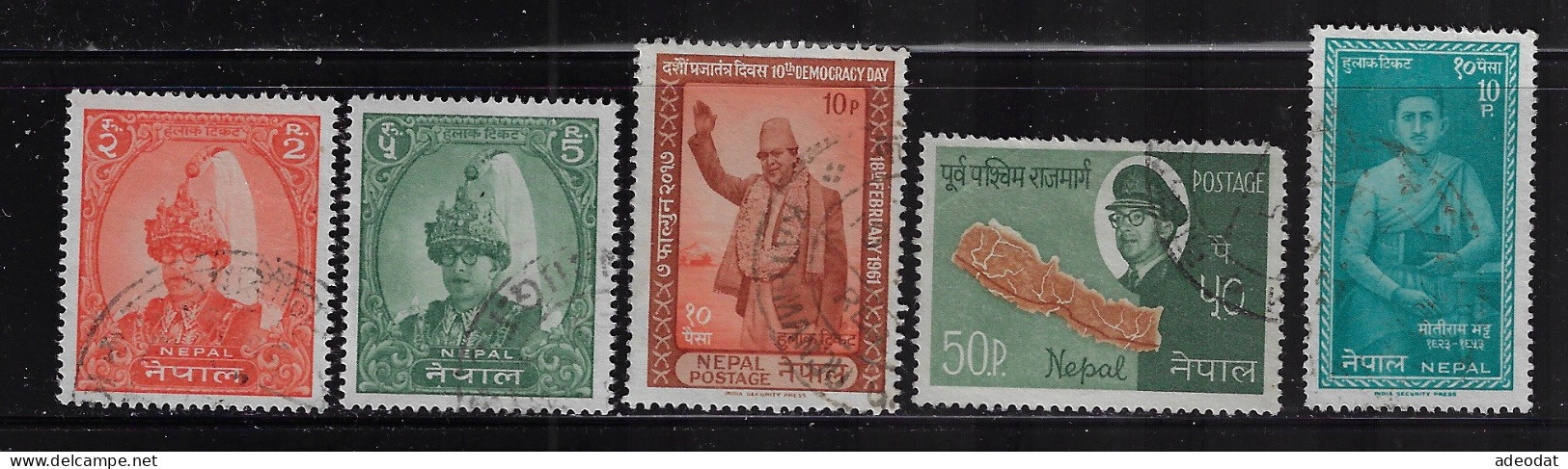 NEPAL  1961-64  SCOTT#129,142,150,151,172  USED - Népal