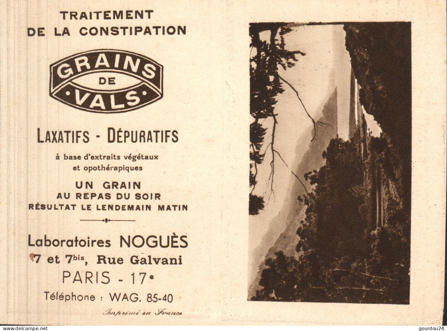 Pub Grains De VALS -  Vue De Bord De L'eau - 1941 - Petit Format : 1941-60