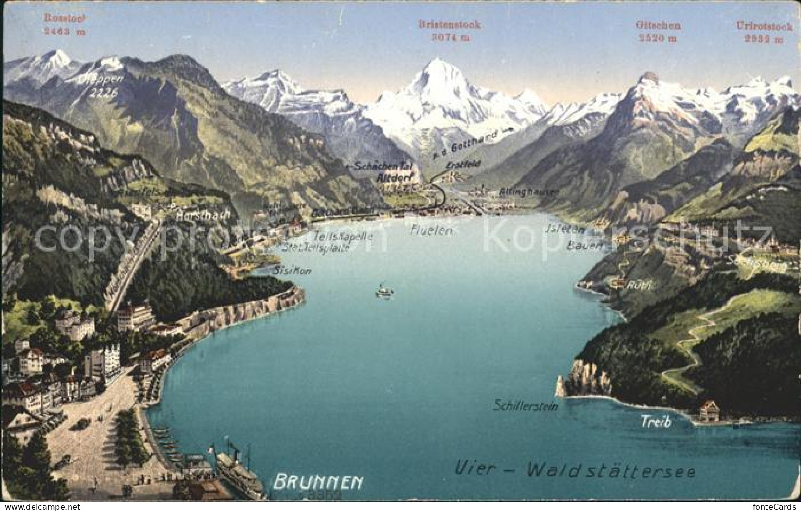 11776732 Brunnen Vierwaldstaettersee SZ Mit Alpen Panoramakarte Brunnen - Sonstige & Ohne Zuordnung