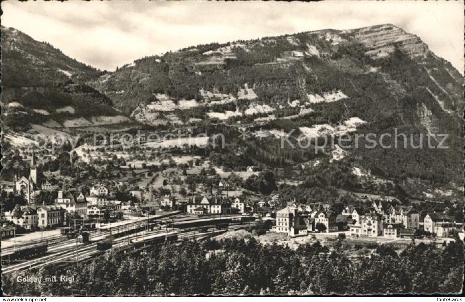 11776652 Goldau Mit Rigi Ortsansicht Bahnhof Goldau - Sonstige & Ohne Zuordnung