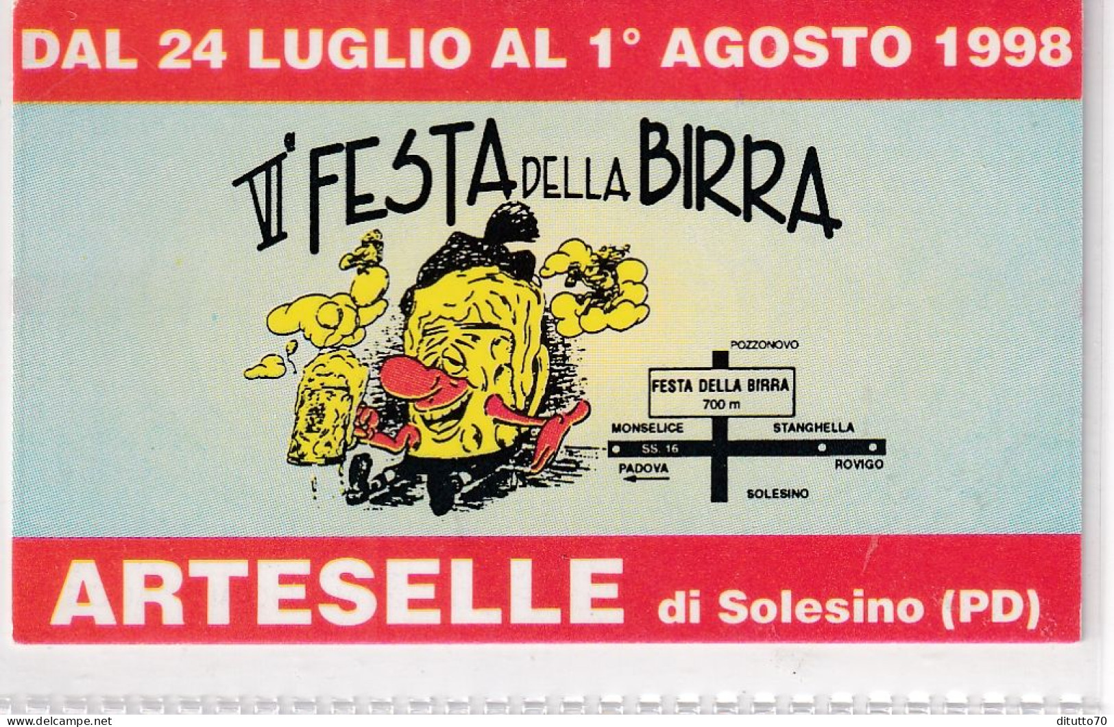 Calendarietto - VI Festa Della Birra - Arteselle Di Solesino - Padova - Anno 1998 - Kleinformat : 1991-00