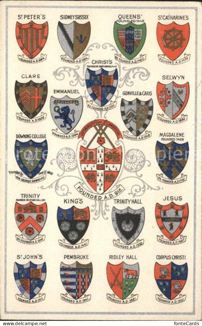 11775040 Cambridge Cambridgeshire Arms Of University Colleges Wappen Cambridge C - Autres & Non Classés
