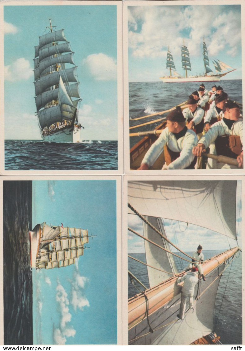 Lot Mit 4 Kunst-Ansichtskarten Segelschulschiff Um 1940, Verlag Schwerdtfeger - Sailing Vessels