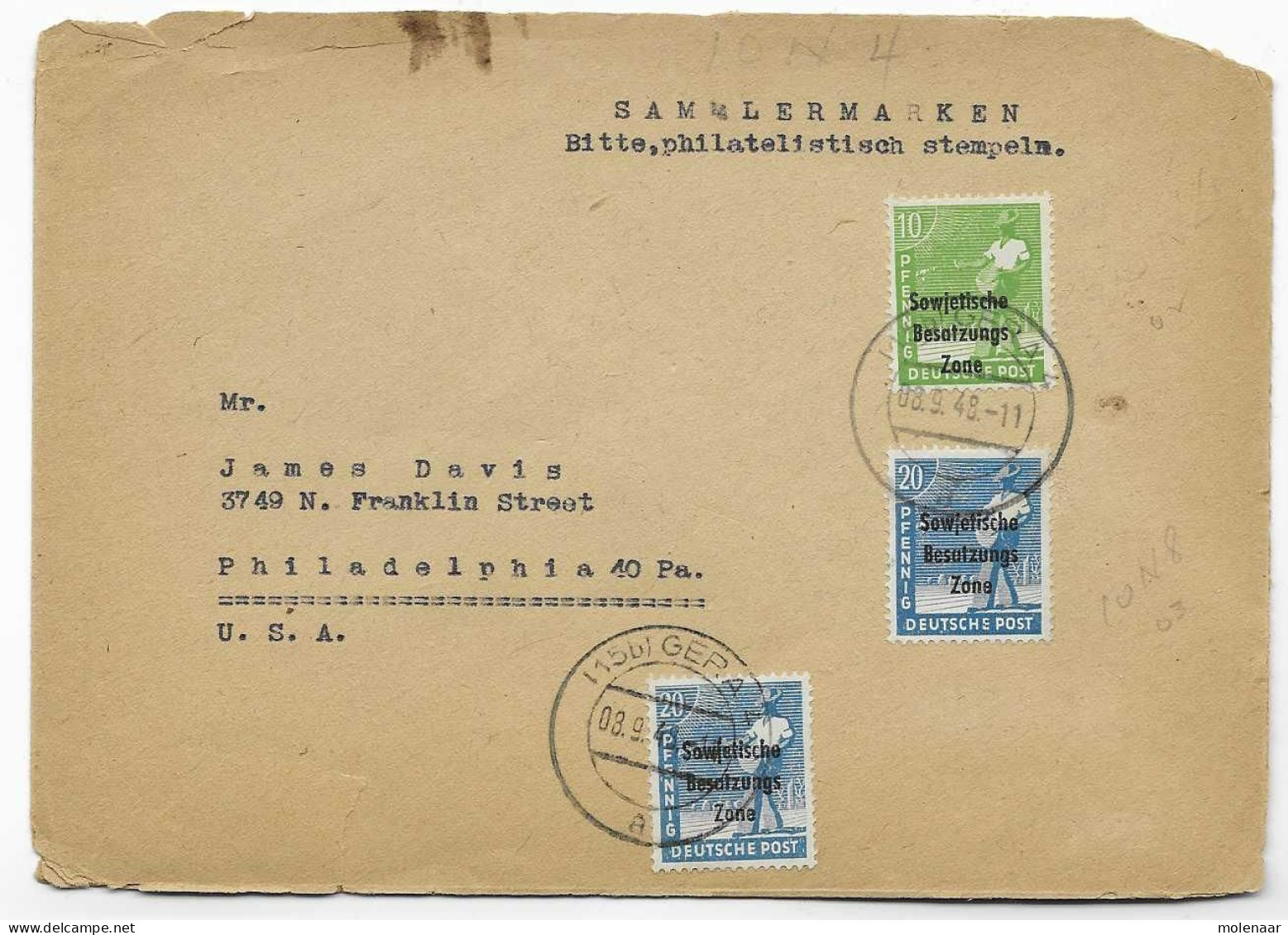Postzegels > Europa > Duitsland > Bezetting Geallieerden > Sovjetzone > Brief Met No. 185 En 2x 189 (17142) - Storia Postale