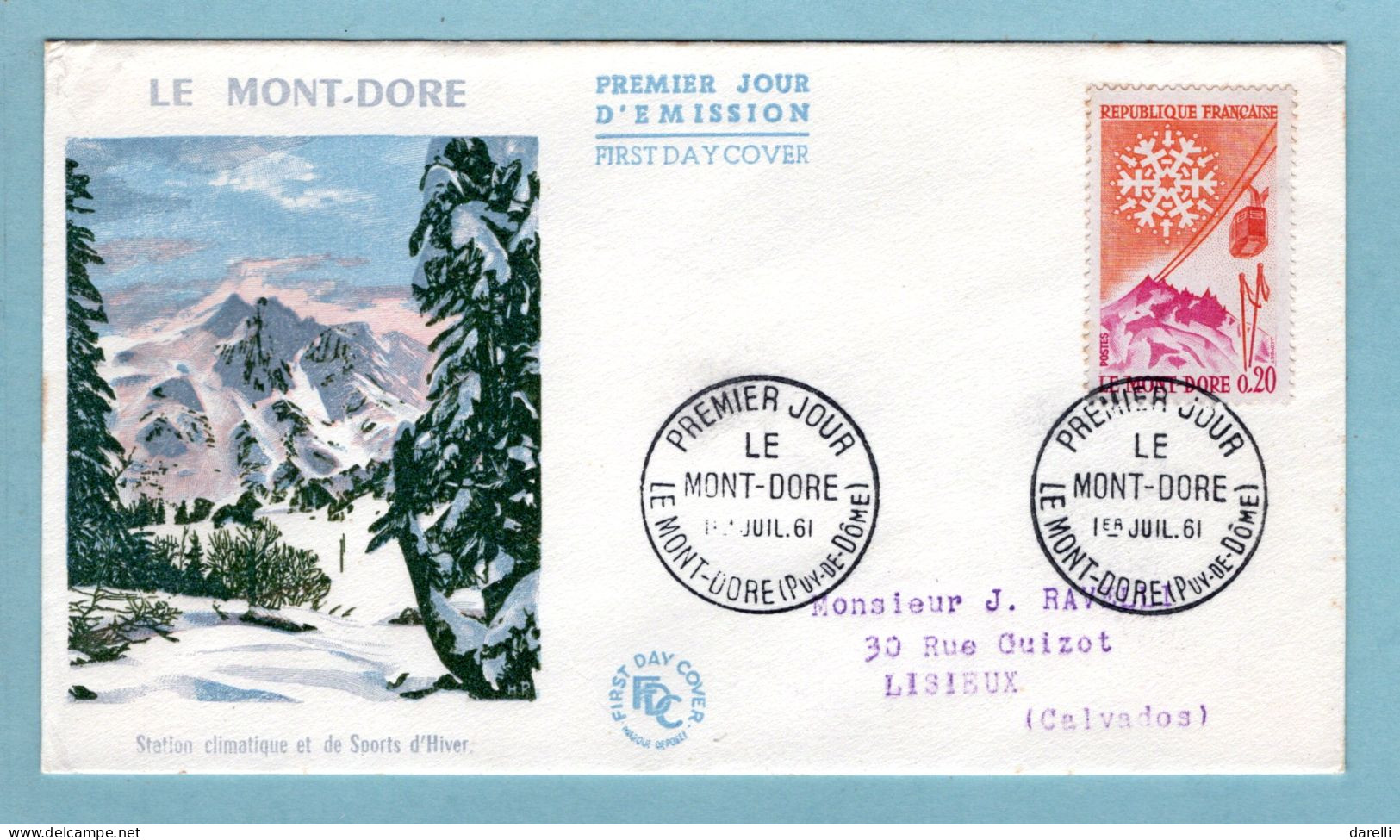 FDC France 1961 - Le Mont Dore - YT 1306 - 63 Mont Dore - 1960-1969
