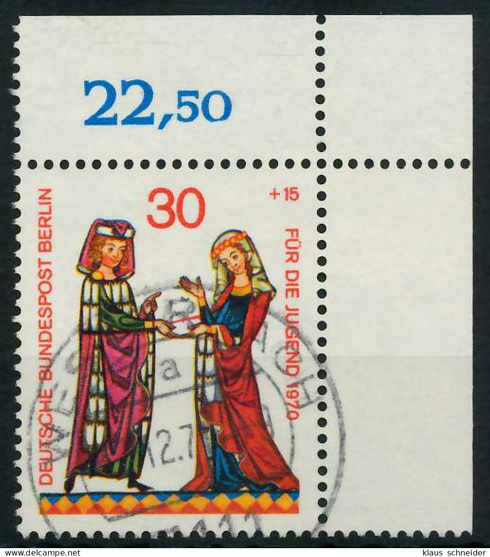 BERLIN 1970 Nr 356 Zentrisch Gestempelt ECKE-ORE X91D98A - Used Stamps