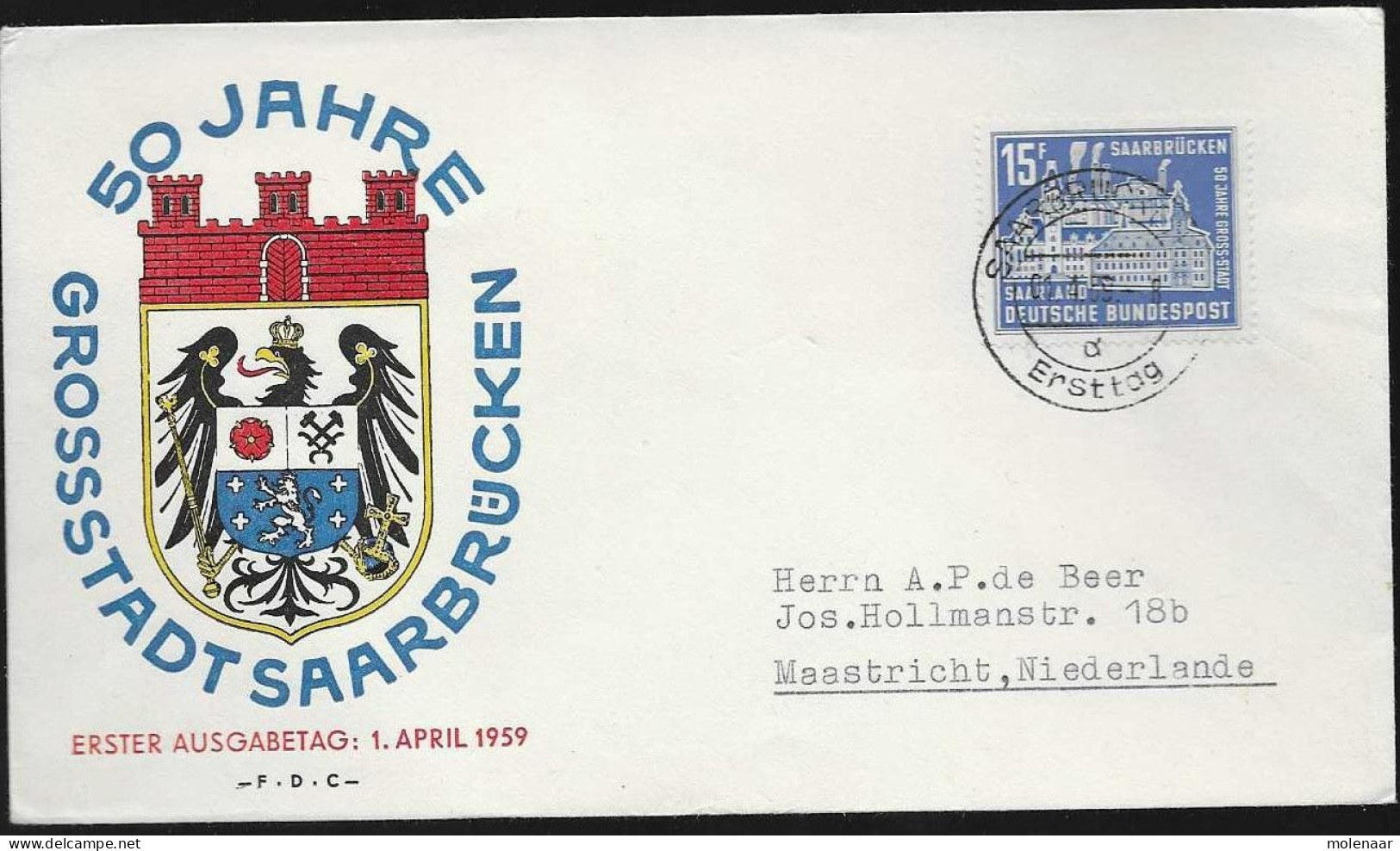 Postzegels > Europa > Duitsland > West-Duitsland > Saarland – 1957-1959 Bondsland > Brief Met No. 446 (17143) - Cartas & Documentos