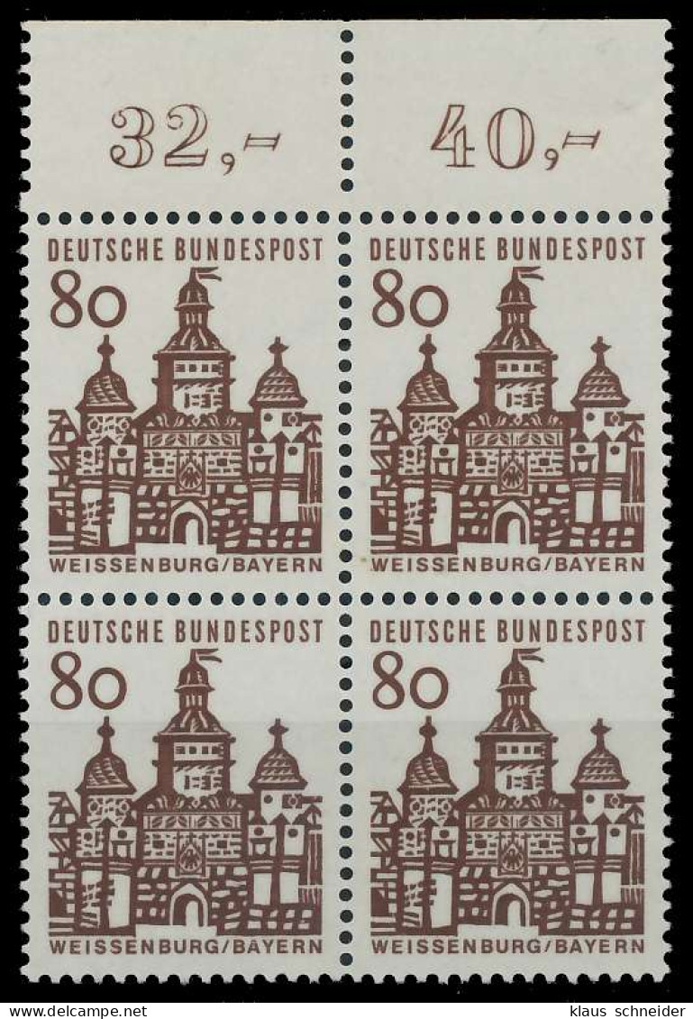 BRD DS BAUWERKE 1 Nr 461 Postfrisch VIERERBLOCK ORA X9207DA - Unused Stamps