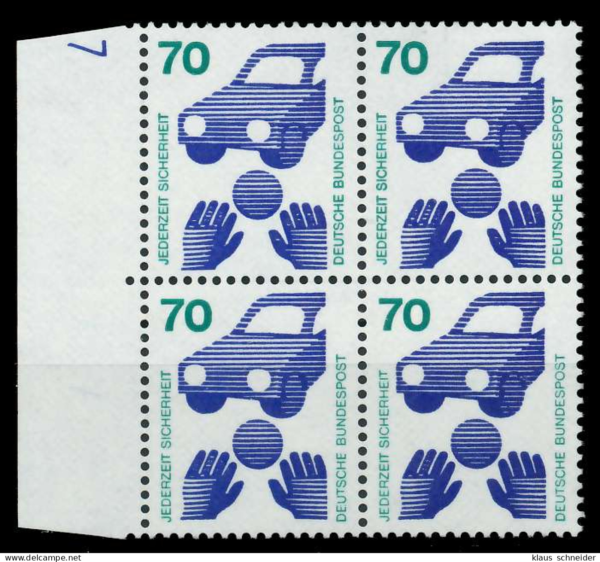 BRD DS UNFALLVERHÜTUNG Nr 773A-DZ7blau Postfrisch VIERE X926B62 - Unused Stamps