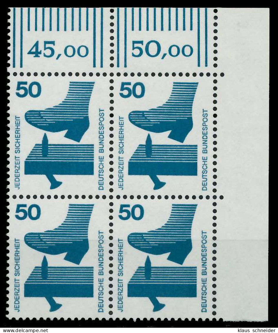 BRD DS UNFALLVERHÜTUNG Nr 700A Postfrisch VIERERBLOCK E X926C72 - Unused Stamps