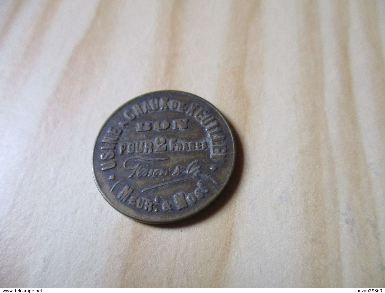 France - Rare " Bon Pour 2 Francs " - Usine à Chaux De Xeuilley (54).N°856. - Monétaires / De Nécessité