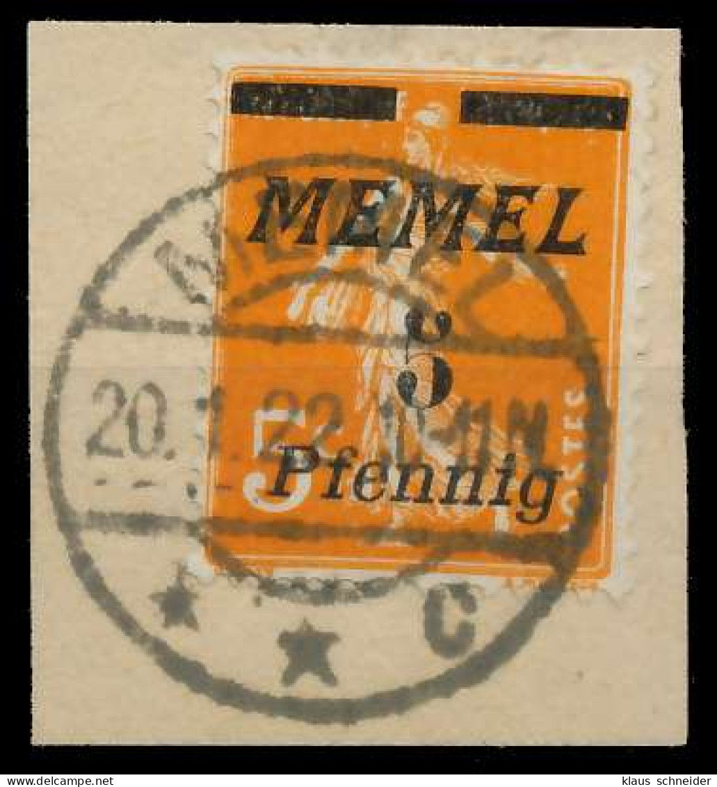 MEMEL 1922 Nr 52 Zentrisch Gestempelt Briefstück Gepr. X447B32 - Memelgebiet 1923