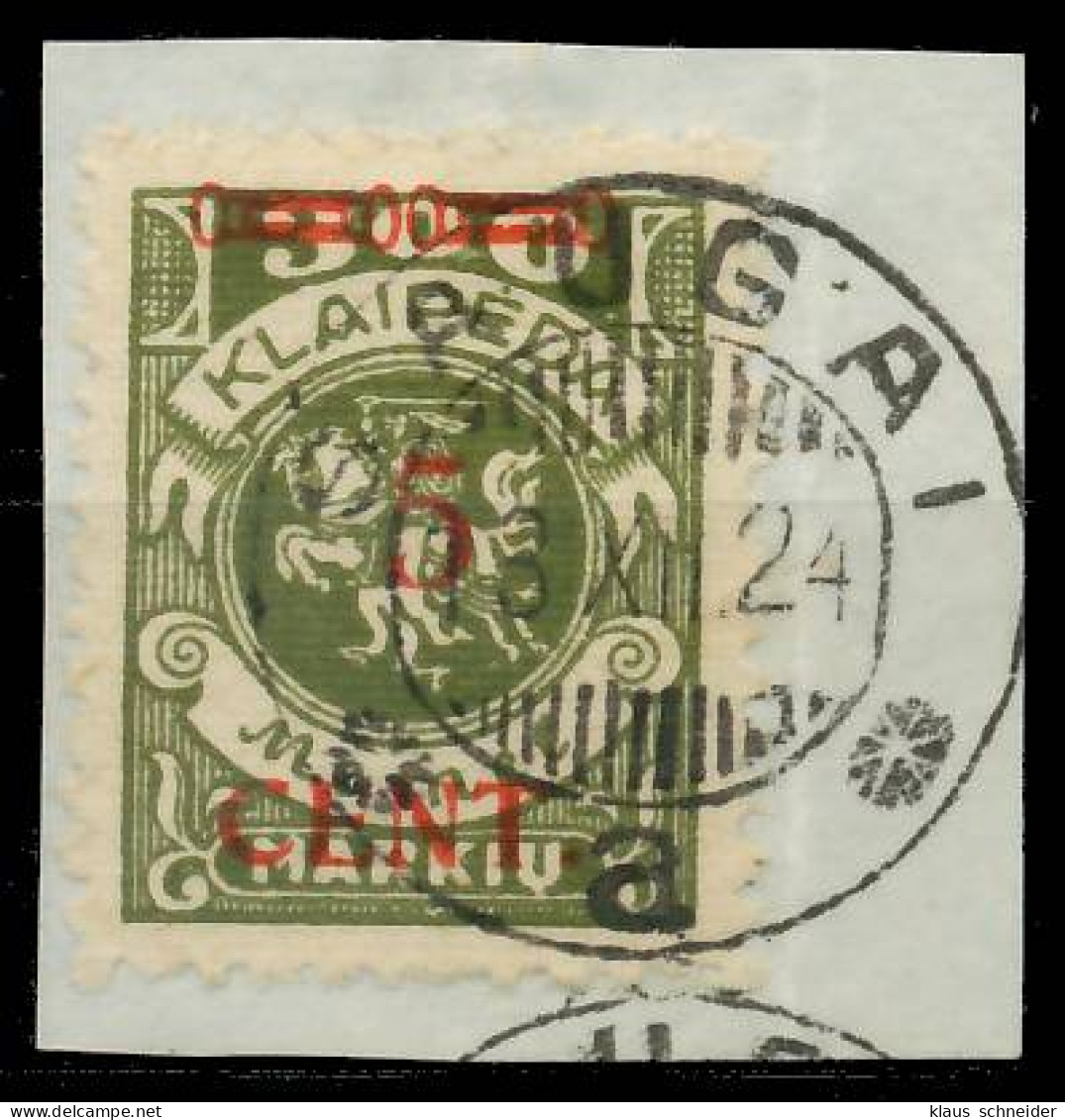 MEMEL 1923 Nr 174Ie Zentrisch Gestempelt Briefstück Gepr. X478A82 - Memelland 1923