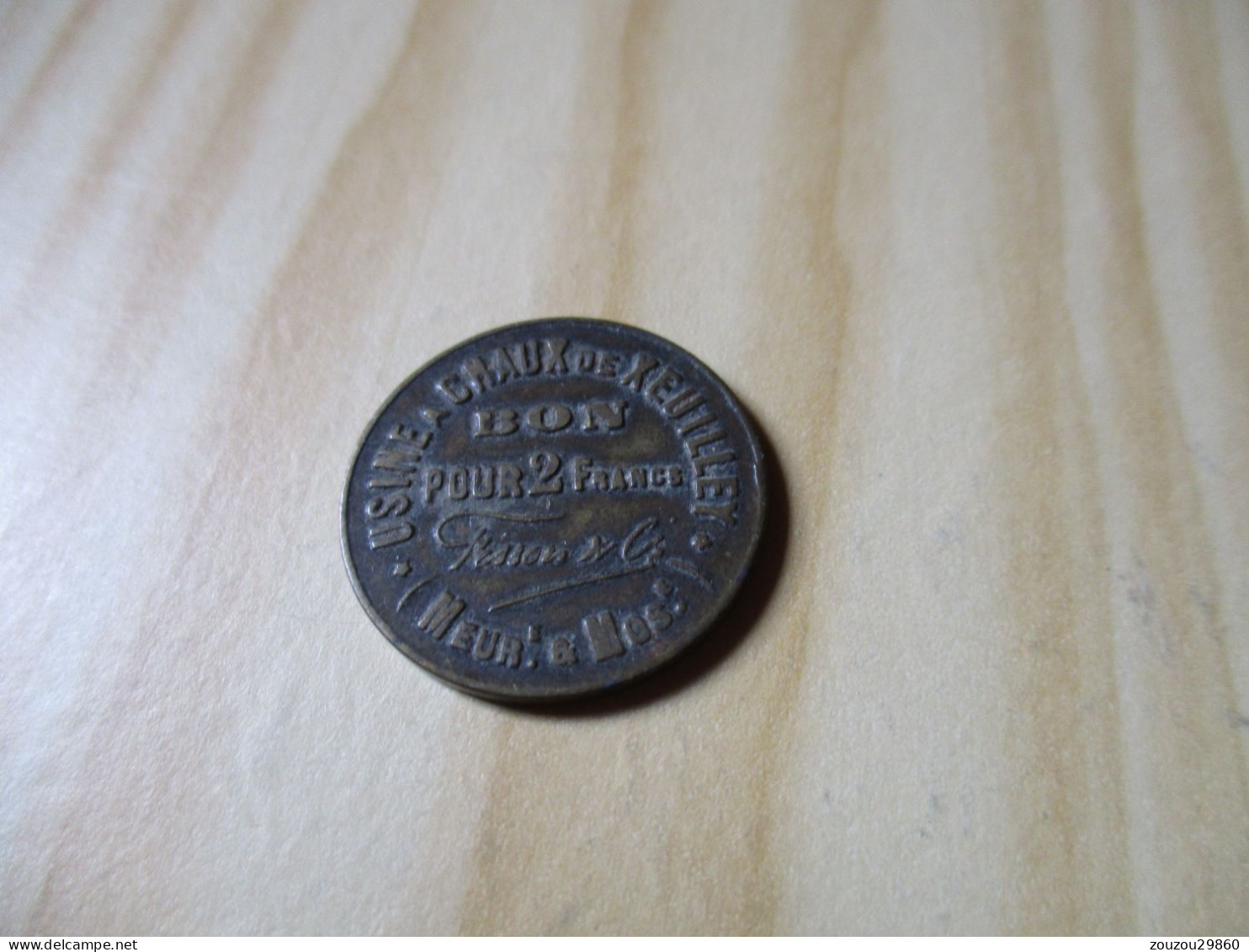 France - Rare " Bon Pour 2 Francs " - Usine à Chaux De Xeuilley (54).N°859. - Monétaires / De Nécessité