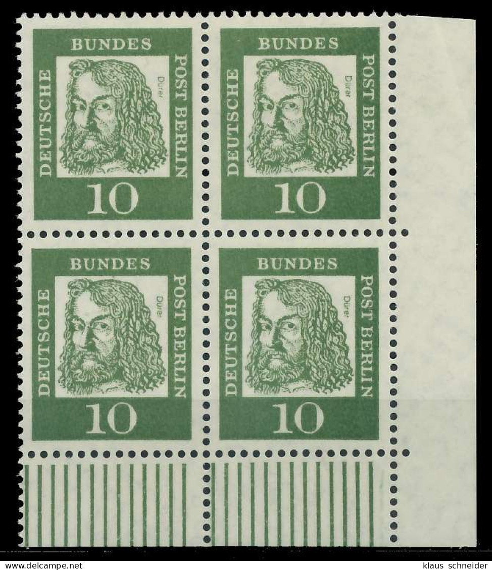 BERLIN DS BED. DEUT. Nr 202 Postfrisch VIERERBLOCK ECKE X9068E2 - Unused Stamps