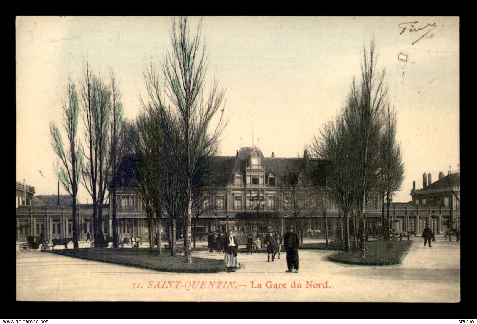 02 - ST-QUENTIN - LA GARE DE CHEMIN DE FER DU NORD - CARTE COLORISEE - Saint Quentin