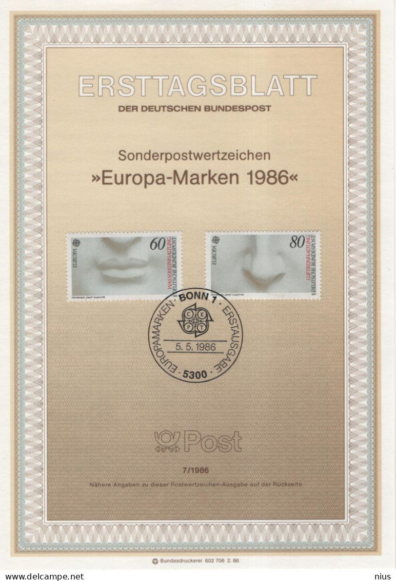 Germany Deutschland 1986-7 Europa CEPT, Wasserreinhaltung Luftreinhaltung Air Pollution Control Water Purification, Bonn - 1981-1990