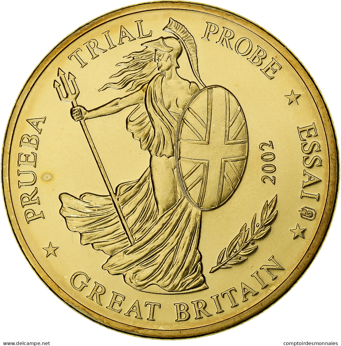 Grande-Bretagne, 20 Euro Cent, Fantasy Euro Patterns, Essai-Trial, 2002, Or - Pruebas Privadas