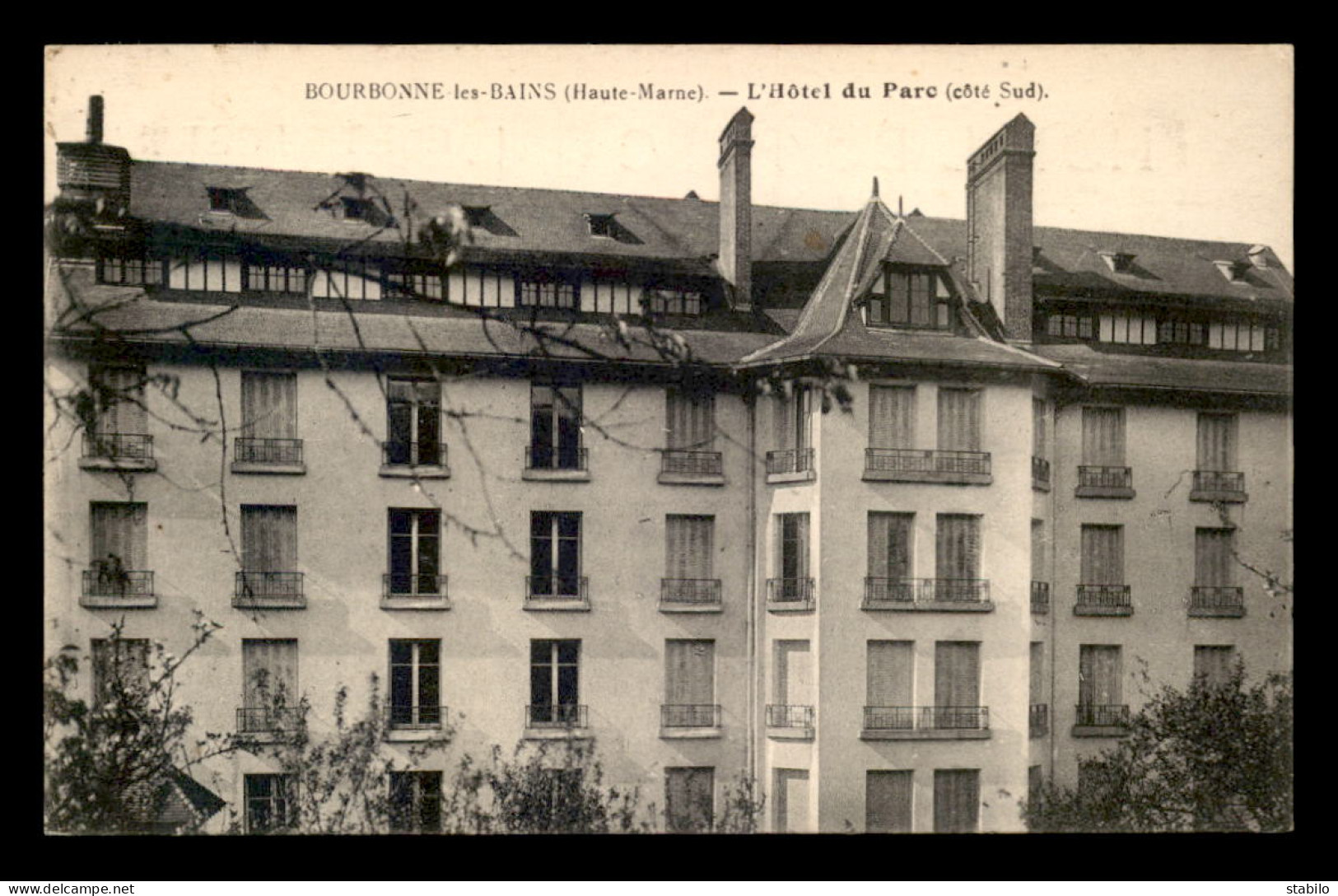 52 - BOURBONNE-LES-BAINS - HOTEL DU PARC - PUBLICITE AU VERSO - Bourbonne Les Bains