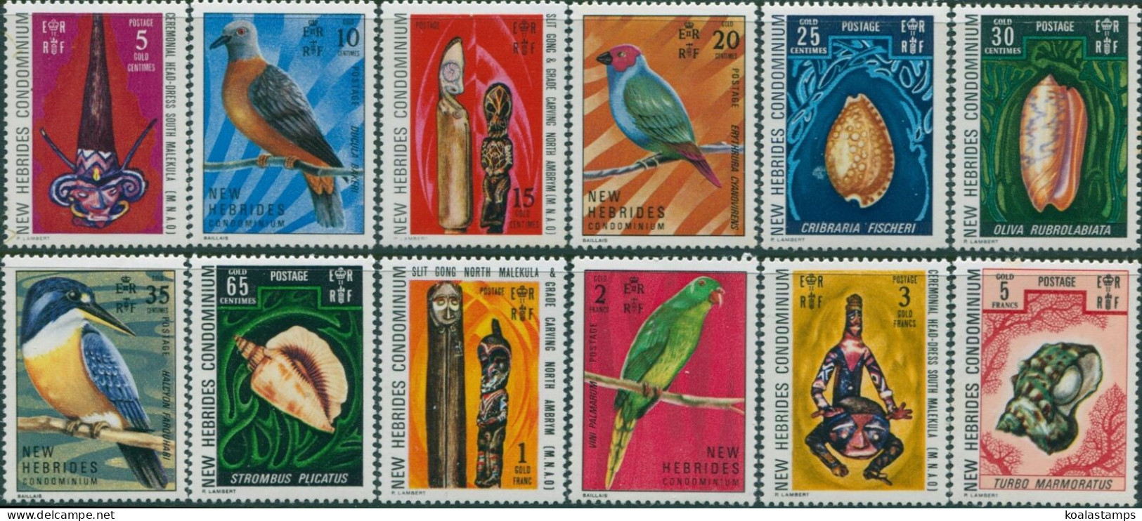 New Hebrides 1972 SG158-169 Birds Shells Carvings Set MNH - Other & Unclassified