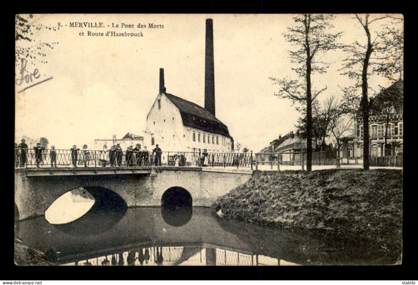 59 - MERVILLE - LE PONT DES MORTS ET ROUTE D'HAZEBROUCK - Merville